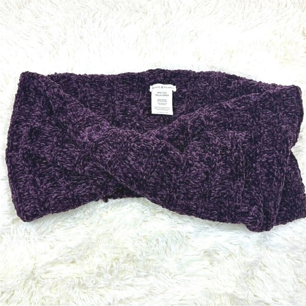 Peace & Pearls Purple Chenille Infinity Scarf